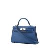 Hermès Kelly 20 cm handbag in blue Mysore leather - 00pp thumbnail