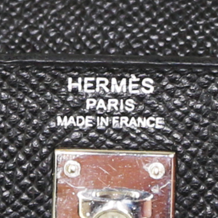 Hermes Kelly 25 cm handbag in black epsom leather - Detail D4