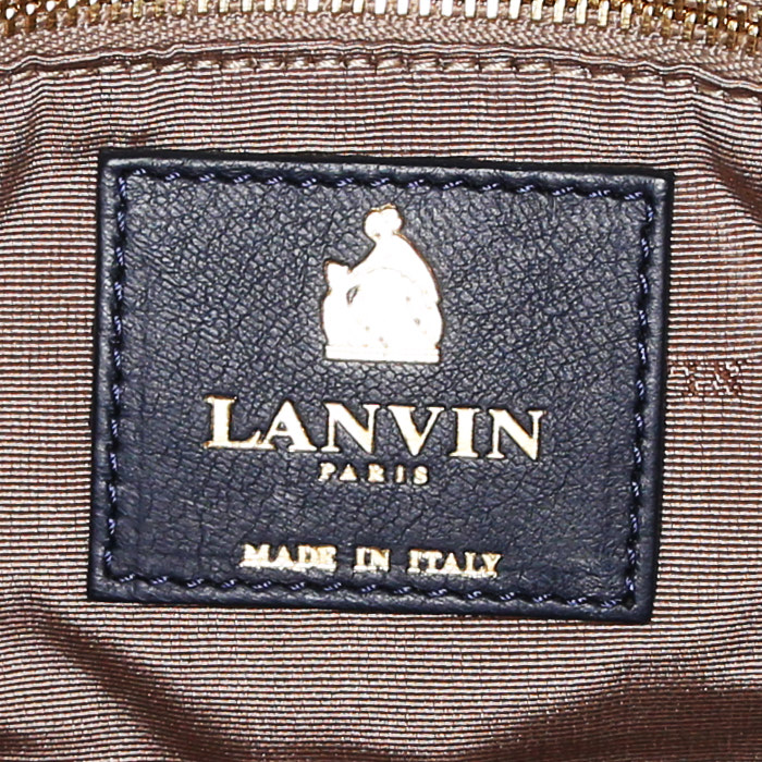 Bolso de mano Lanvin Sugar en cuero azul marino - Detail D3