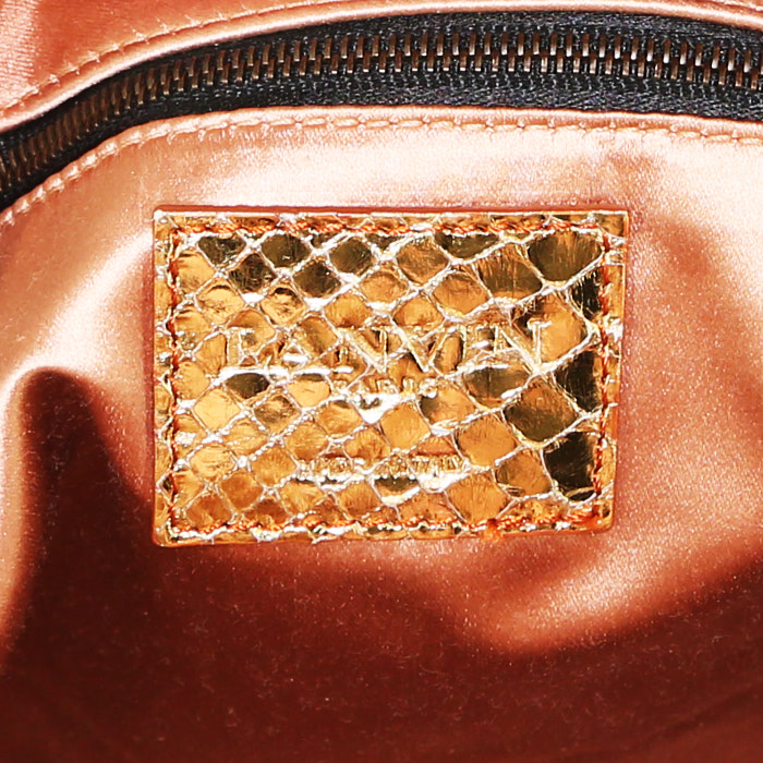 Sac à main Lanvin Happy en python doré et rose - Detail D4