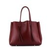 Lanvin shopping bag in burgundy leather - 360 thumbnail