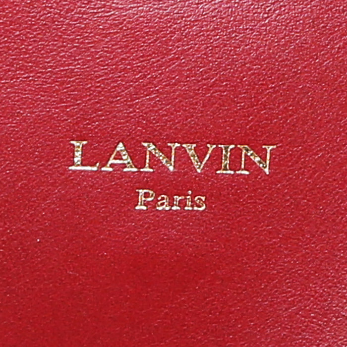 Lanvin shopping bag in burgundy leather - Detail D3