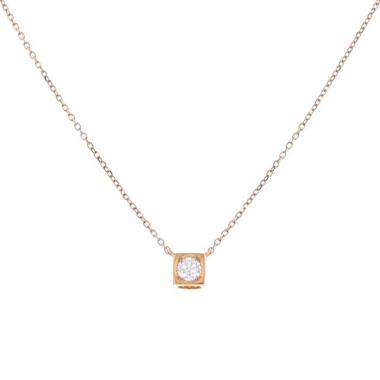 Dinh Van Cube medium model necklace in pink gold and diamond