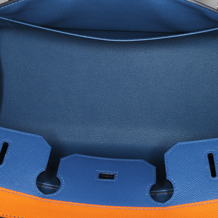 Hermès Birkin 35 cm Rainbow Sunset handbag in red Casaque, Magnolia pink, blue Agate and apricot epsom leather - Detail D4