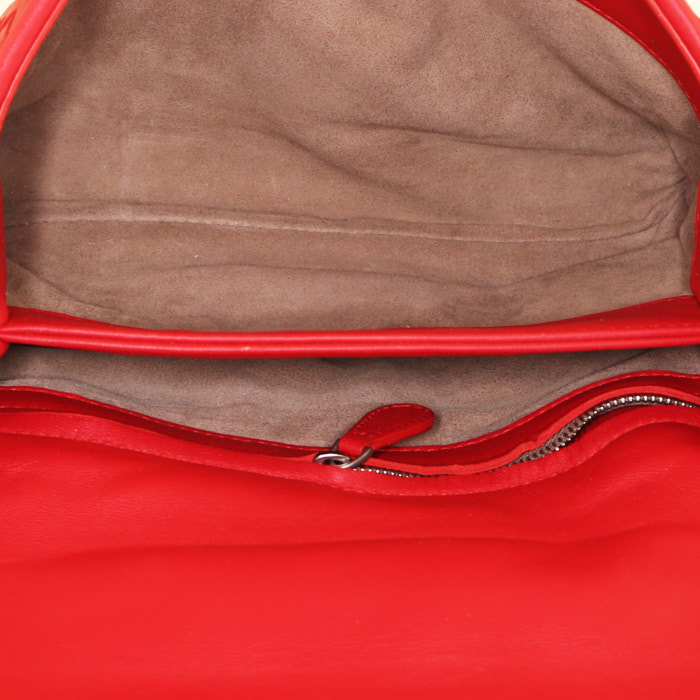 Bottega Veneta Olimpia handbag in red intrecciato leather - Detail D3