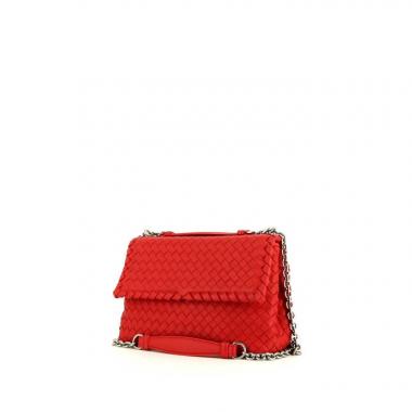 Bottega Veneta Olimpia handbag in red intrecciato leather