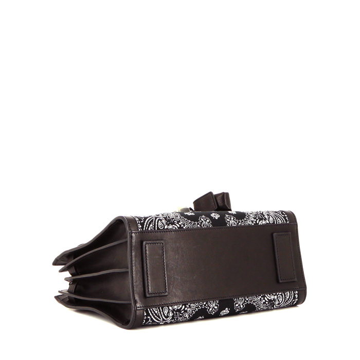Sac à main Saint Laurent Sac de jour Baby Bandana en cuir noir et toile noire - Detail D5