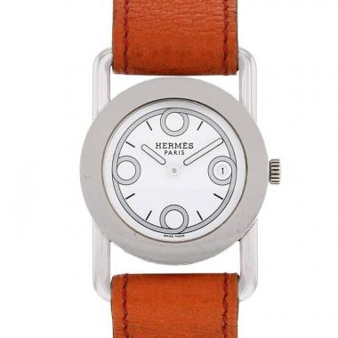 New Hermes Barenia Steel Brown Leather Watch BA1.510