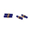 Boucheron pair of cufflinks in yellow gold and ornamental stones and wood - 00pp thumbnail