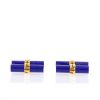 Boucheron pair of cufflinks in yellow gold and ornamental stones and wood - 360 thumbnail