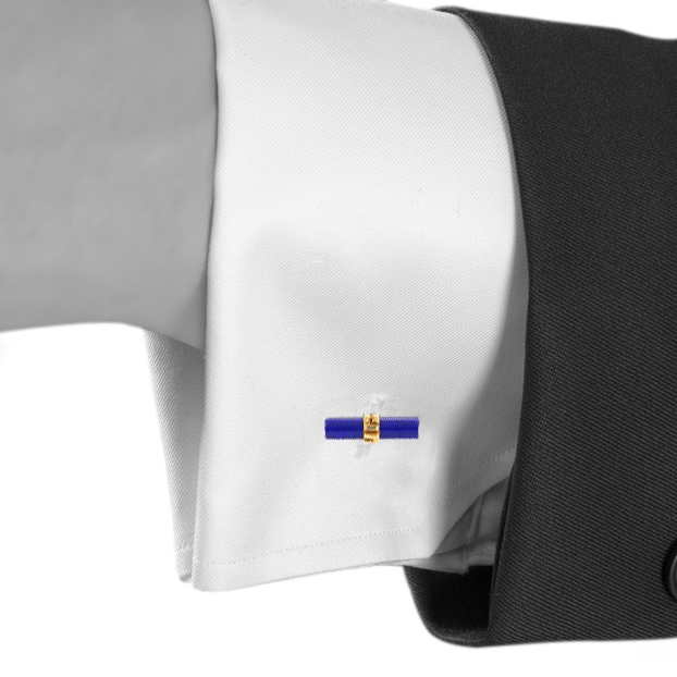 Boucheron pair of cufflinks in yellow gold and ornamental stones - Detail D1