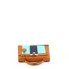 Borsa Hermès  Kelly 28 cm in pelle Epsom gold e blu scuro e pelle Mysore celeste - 360 Front thumbnail