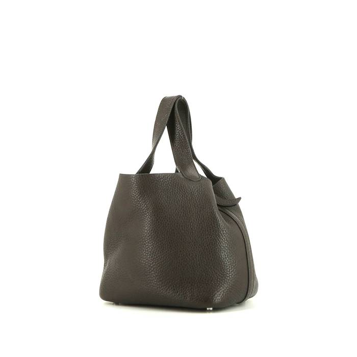Hermes Picotin Small Handbag in Dark Brown Togo Leather