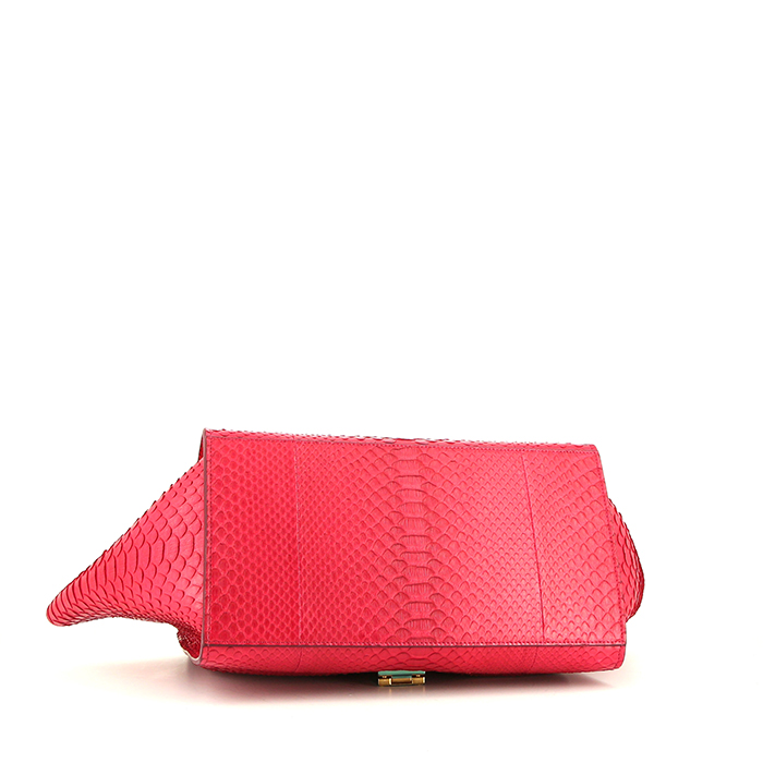 Celine Trapeze medium model handbag in raspberry pink python - Detail D5