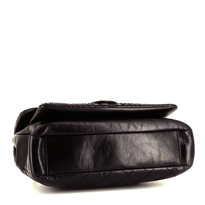Chanel Timeless handbag in black quilted leather and black python - Detail D5