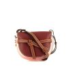 Loewe Gate small model shoulder bag in pink, burgundy and brown leather - 360 thumbnail