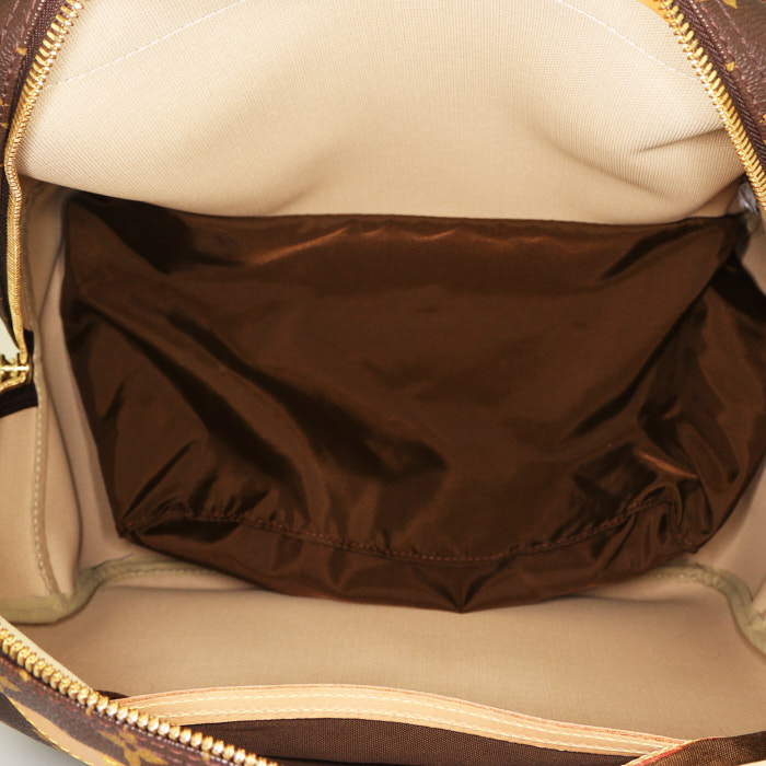 Sac de voyage Louis Vuitton Plein Air en toile monogram marron et cuir naturel - Detail D2