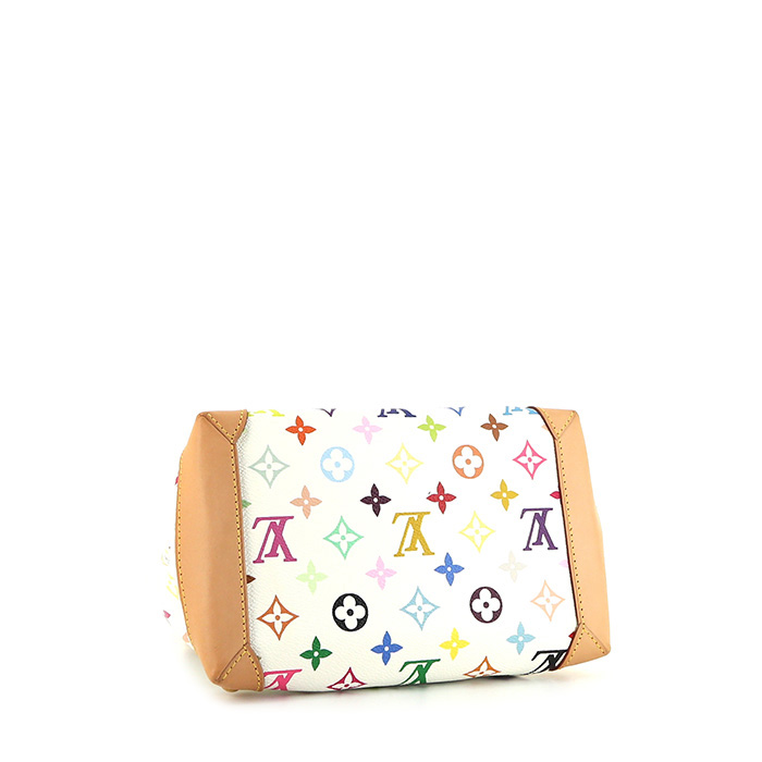 Sac cabas Louis Vuitton Audra Chain en toile monogram multicolore et cuir naturel - Detail D4