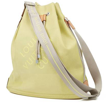 Bolsa de viaje Louis Vuitton America's Cup en lona a cuadros amarilla y cuero natural