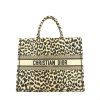 Shopping bag Dior Book Tote modello grande in tela beige con stampa leopardata - 360 thumbnail