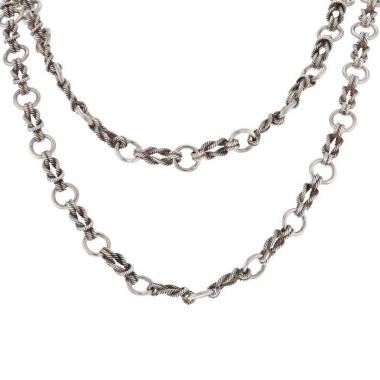 Collana lunga Hermès Noeud Marin in argento