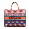 Dior Book Tote large model shopping bag in orange, blue, pink and green canvas - 360 thumbnail