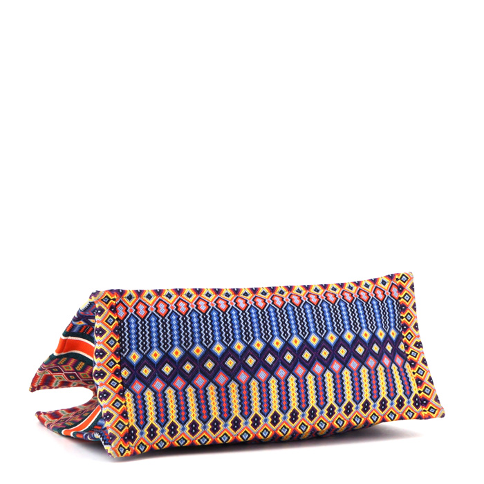 Dior Book Tote large model shopping bag in orange, blue, pink and green canvas - Detail D4