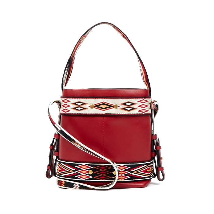 Dior Hobo Diorodéo handbag in burgundy leather and multicolor canvas - Detail D2