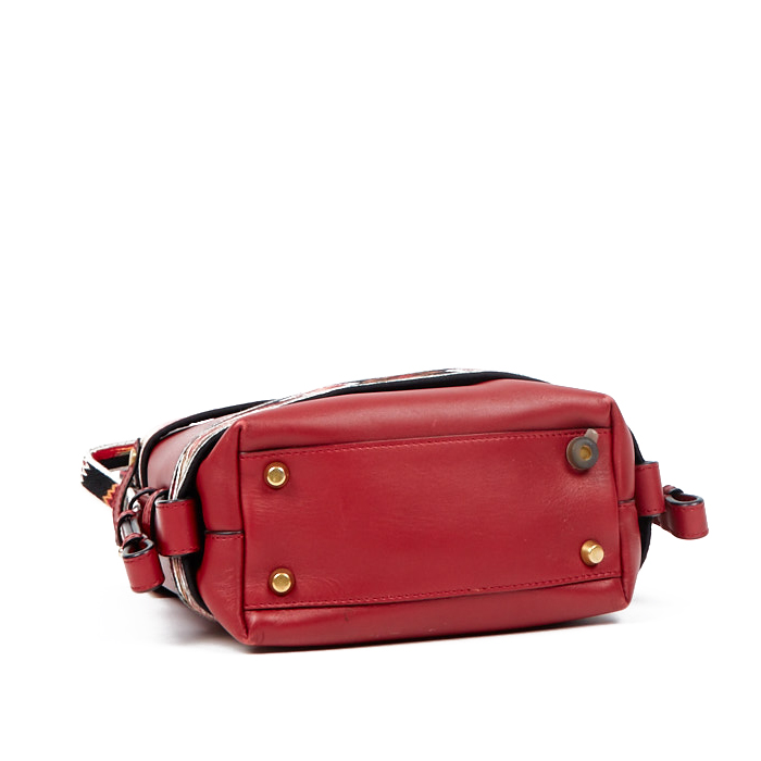 Dior Hobo Diorodéo handbag in burgundy leather and multicolor canvas - Detail D3