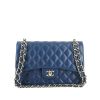 Chanel  Timeless Jumbo shoulder bag  in blue quilted leather - 360 thumbnail