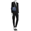 Chanel  Timeless Jumbo shoulder bag  in blue quilted leather - Detail D1 thumbnail