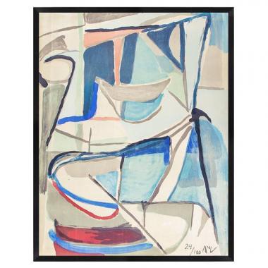 Bram van Velde, Untitled, lithograph in colors on paper, monogramed, numbered and framed, of 1975