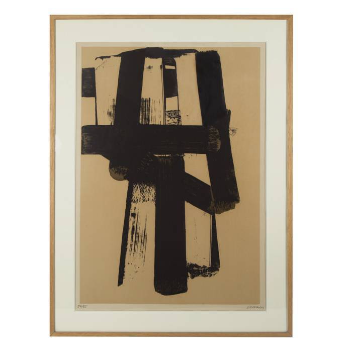 Pierre Soulages, "Lithographie 31", lithograph in colors on Arches wove paper, signed, numbered and framed, of 1974 - 00pp