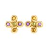 chanel bags earrings for non pierced ears in yellow gold, amethysts, peridots and citrines - 00pp thumbnail