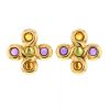 Chanel earrings for non pierced ears in yellow gold, amethysts, peridots and citrines - 360 thumbnail