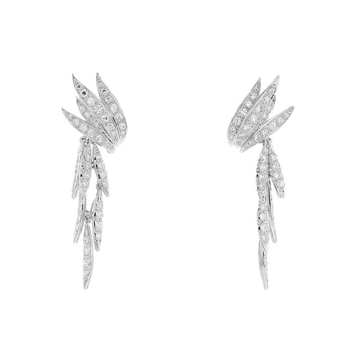 Removable Vintage 1960's pendants earrings in white gold and diamonds - 00pp