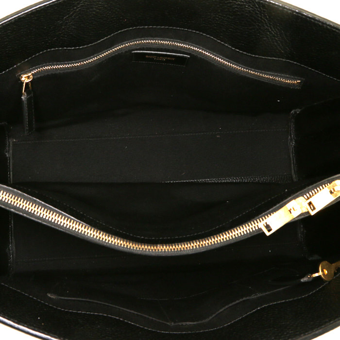 Saint Laurent  Sac de jour large model  handbag  in black grained leather - Detail D2