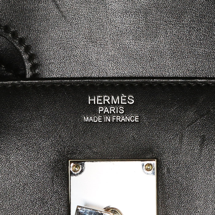Sac de week end Hermes Haut à Courroies en toile bleu-marine et cuir bleu-marine - Detail D3