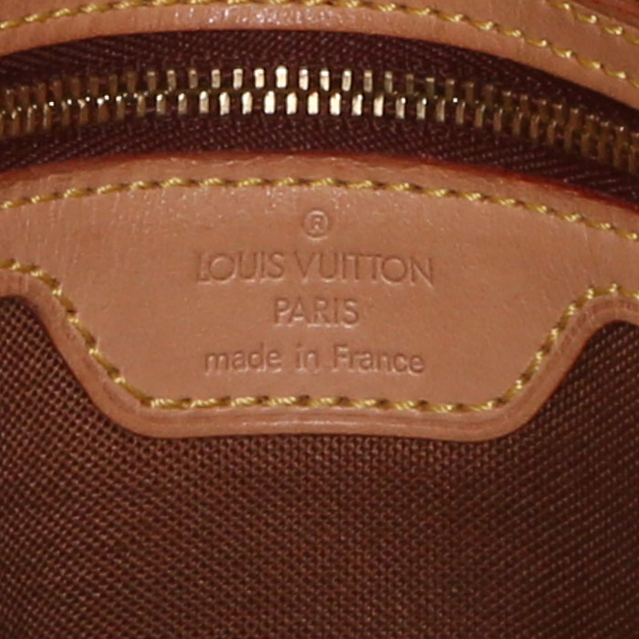 Bolso de mano Louis Vuitton Looping en lona Monogram marrón y cuero natural - Detail D3
