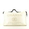 Sac cabas Chanel Deauville en toile beige et cuir noir - 360 thumbnail