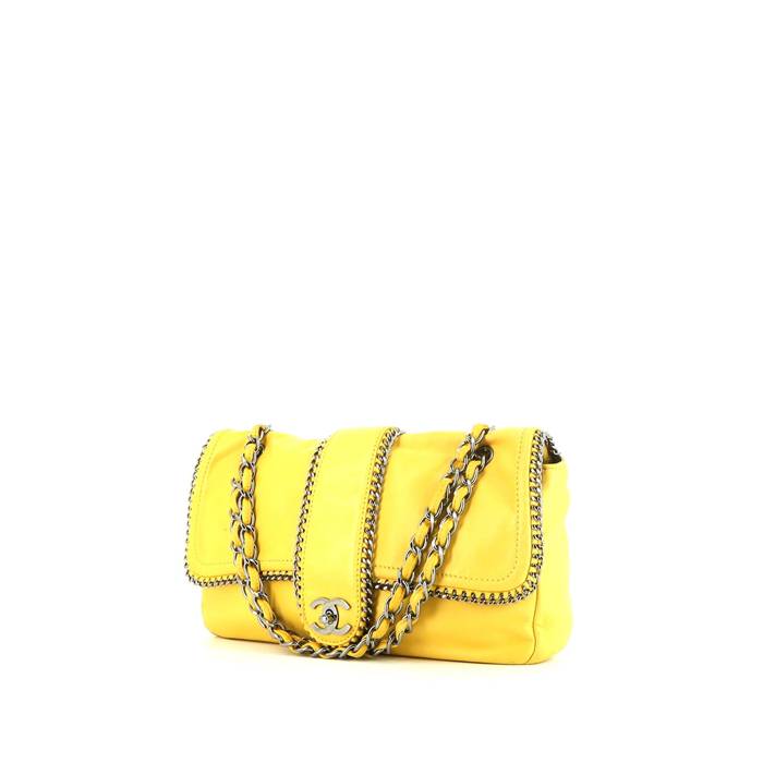 Chanel Timeless jumbo shoulder bag in yellow leather - 00pp