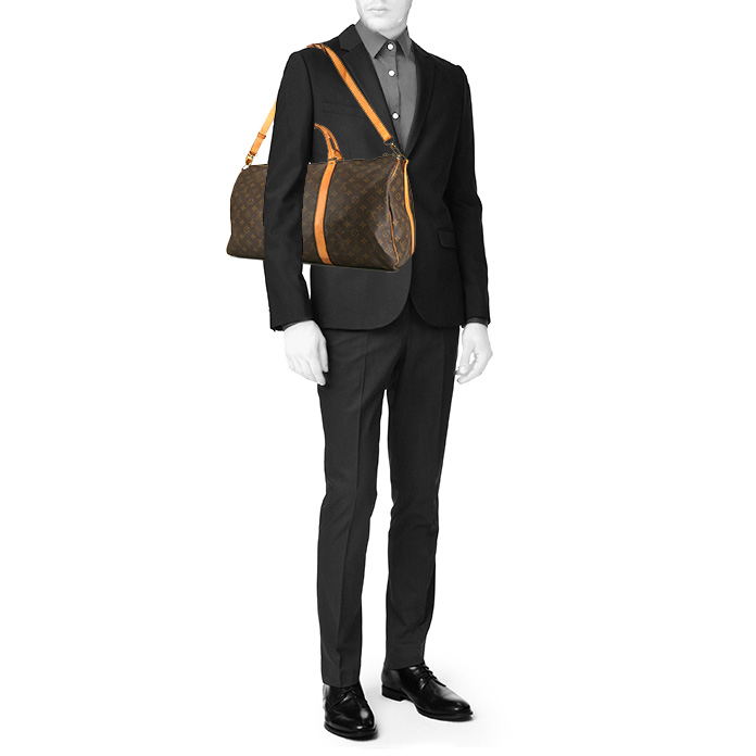 Louis Vuitton Keepall 50 travel bag  in brown monogram canvas  and natural leather - Detail D2