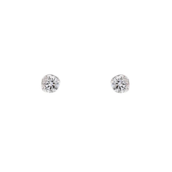 Fred Delphine earrings in white gold and diamonds (1,00 and 1,03 carat) - 00pp