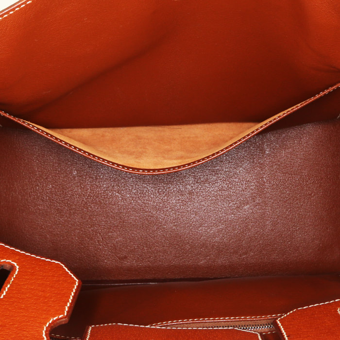 Bolso de mano Hermès  Haut à Courroies en cuero de Pecarí color coñac - Detail D2