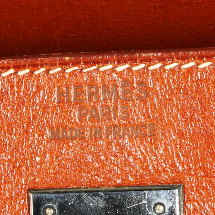 Sac à main Hermès  Haut à Courroies en cuir de Pecari cognac - Detail D3