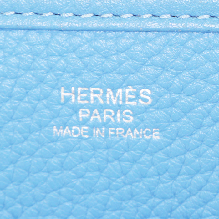 Hermes Evelyne large model shoulder bag in Bleu Paradis leather taurillon clémence - Detail D3