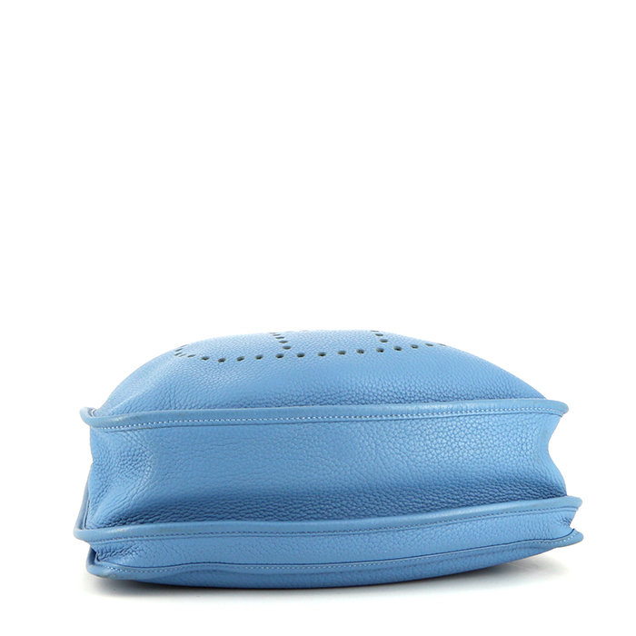 Hermes Evelyne large model shoulder bag in Bleu Paradis leather taurillon clémence - Detail D4