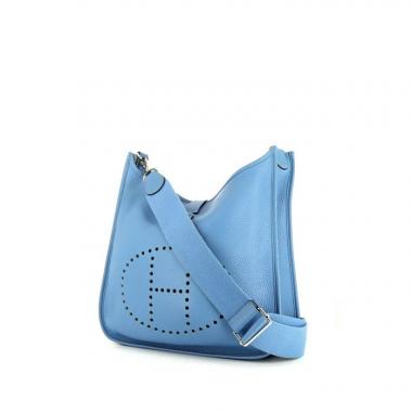 Borsa a tracolla Hermes Evelyne modello grande in pelle taurillon clemence Bleu Paradis