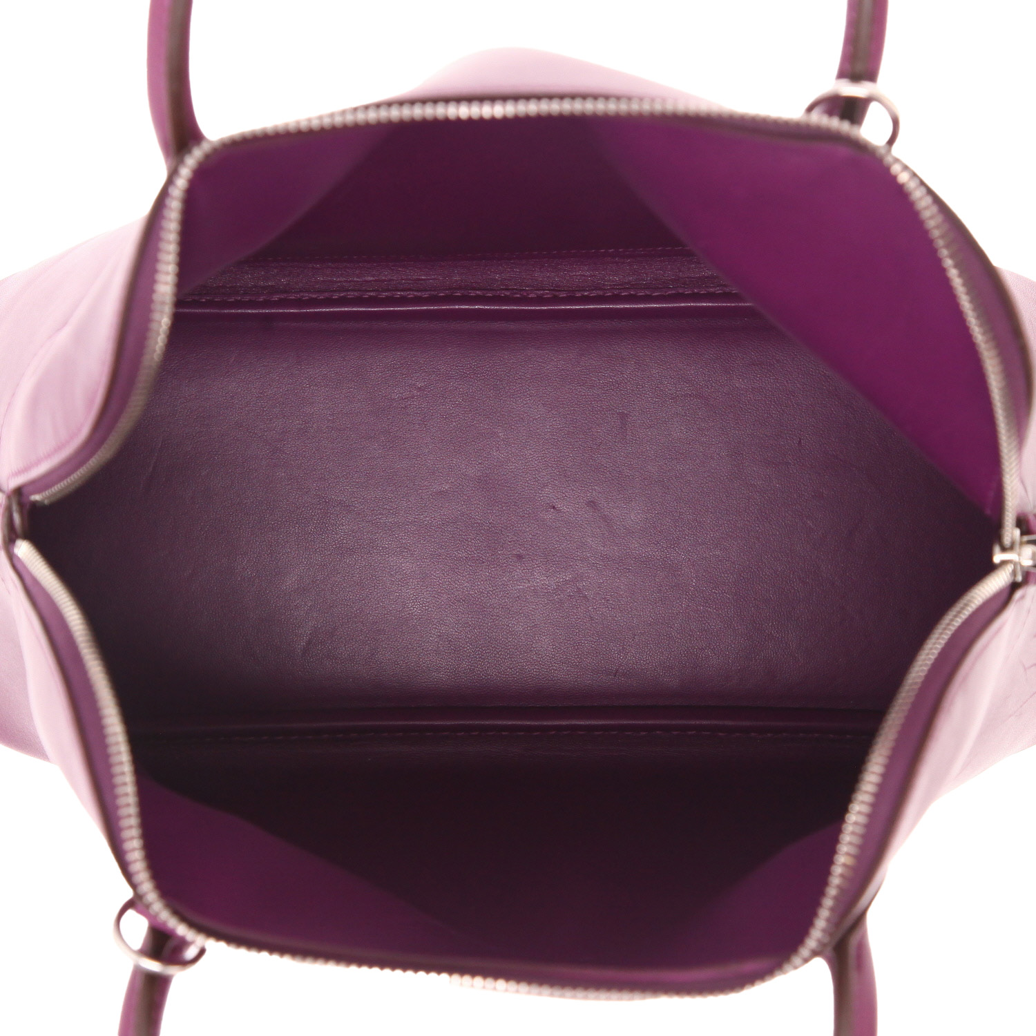 Hermès Bolide 30 cm handbag in purple Anemone Swift leather - Detail D3