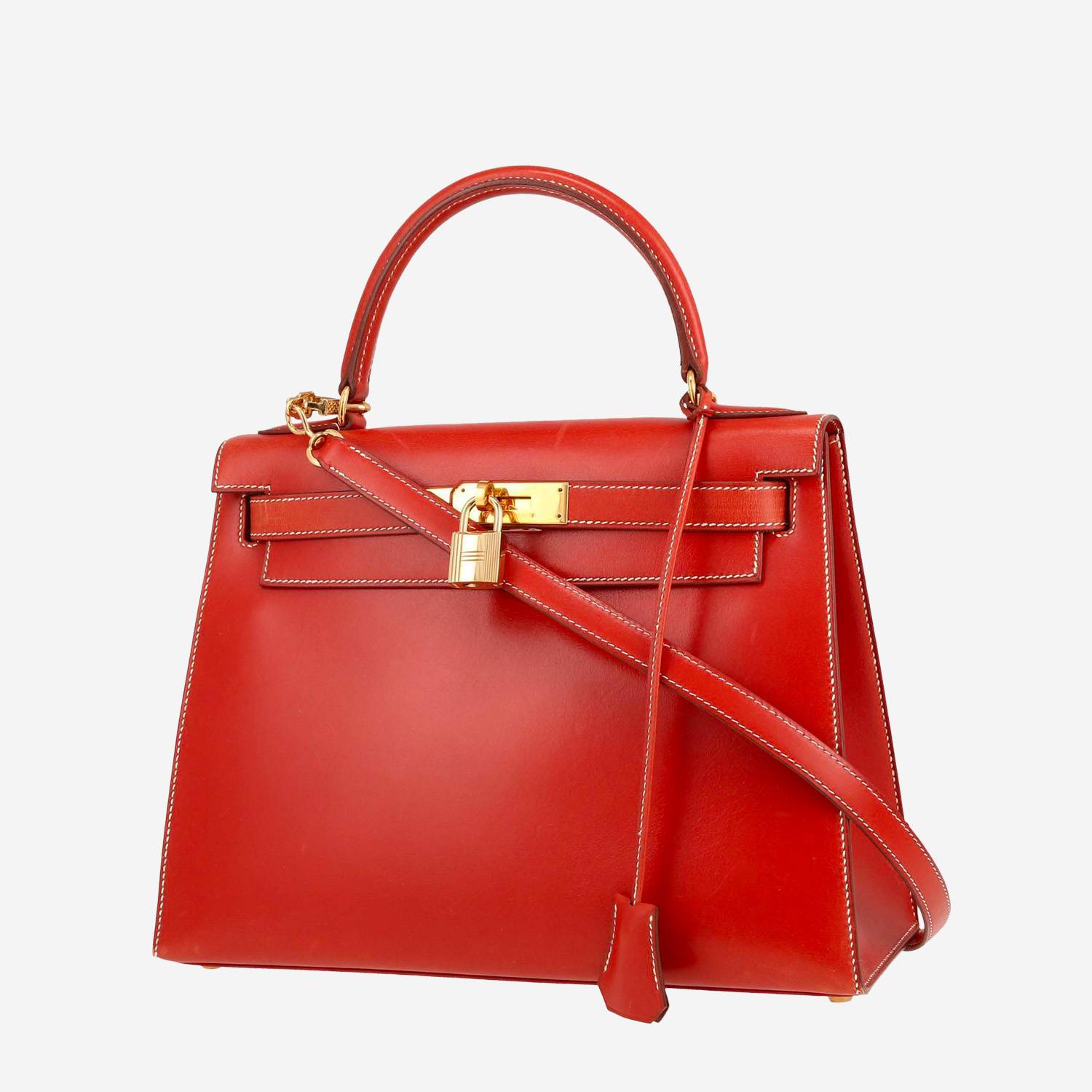 Hermès  Kelly 28 cm handbag  in brick red box leather